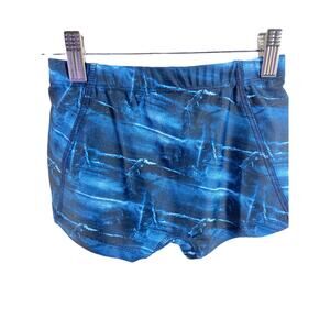 Crazy Pants Girls' Multi-Tone Blue Print Athletic Bike Shorts Youth Size Medium